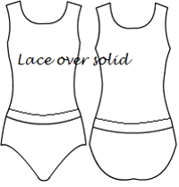 Low bodice basic scoop with lace overlay and band